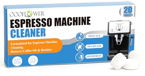 OOOFLOWER Coffee Machine Cleaning Tablets-20 Count | Removes Oil, Limescale & Residue, Universal for All Espresso Machines, Drip & Single Serve Coffee Makers