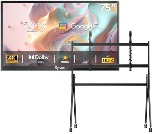SYLVOX TV Exterior 75 Pulgadas, 4K UHD HDR, 1000 Nits, Google TV, Dolby Atmos, 60 Hz, WiFi, DVB-C/S2/T2, Smart TV IP55 Resistente al Agua para Jardín, Terraza & Piscina | Deck Pro 2.0