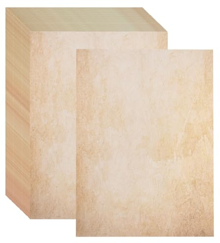 70 Blatt Pergamentpapier Urkundenpapier A4, Briefpapier Vintage Papier | 100 g/m² Altmodisches Briefpapier, Elefantenhaut pPapier, Beidseitig Bedruckbares, für Einladungen, Briefe, Bastelpapier