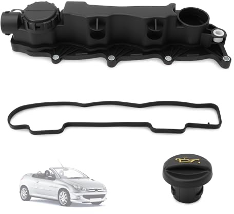 KASturrboo Tapa de válvula de culata, tapa basculante y junta para 1.6 HDI Berlingo C2 C3 C4 C5 Xsara Jumpy Focus 206 307# 0248L1 109146 9651815680SK1 1233714 1254229 1313806 1479837 11127804877