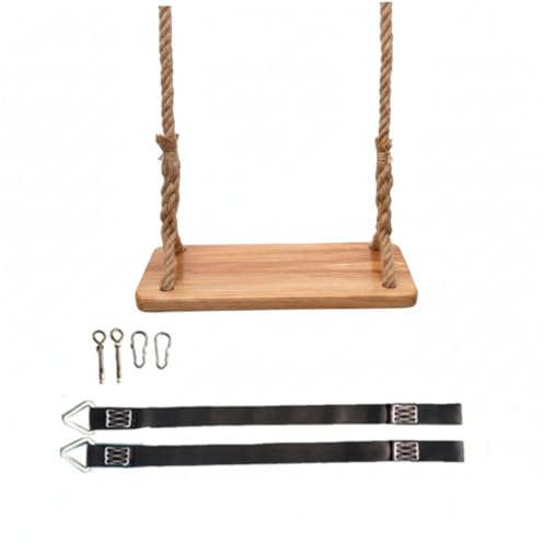 Trapeze Swing, Wooden Swing Outdoor, Thick Elm Wood Children's With Heavy-duty Rope & Metal Parts, Indoor/outdoor For Kids & Adults, 15.75x6.30 Inch Seat With Mounting Accessories children's