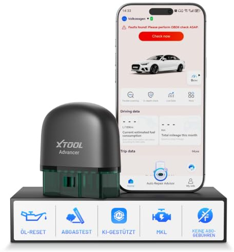 XTOOL AD20 Pro OBD2 Diagnosegerät für Alle Fahrzeuge, Bluetooth Diagnosegerät Auto mit KI-Assistent, Öl-Reset & Batterietest, Auslesegerät Auto mit lebenslangen Updates für iOS und Android