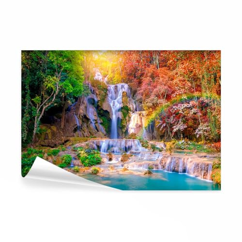 decomonkey Fototapete Wasserfall, 350x256 cm, XXL, Natur Regenbogen, Vlies | Schlafzimmer, Wohnzimmer, Design, Tapete, Fototapeten, Tapeten, Vliestapete, Wandtapete, moderne, Wand