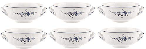 Villeroy & Boch Vieux Luxembourg soppkopp set om 6 400 ml vitt blått porslin