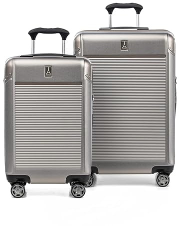 Travelpro Platinum Elite Hardside erweiterbares Handgepäck, 8-Rad-Spinner, TSA-Schloss, Hartschalen-Koffer aus Polycarbonat, metallischer Sand, kompaktes Handgepäck, 56x36x23 cm