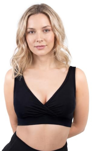 MYLILY Still-BH mit wiederverwendbaren und waschbaren Stilleinlagen | Breastfeeding Bra | Schwangerschafts und Still BH | Komfort BH ohne Bügel