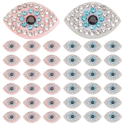 INFUNLY 40 Stück Blaue Augen-Strass-Aufnäher, Böse Augen, Kristall-Pailletten-Applikationen, 2 Stile, Bestickte Aufnäher, Stoffflicken Für Kleidung, Jeans, Jacken, Handtaschen, Schuhe, DI