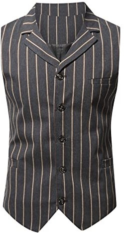 SRZYMJ Herren Weste Anzugweste Slim Fit Wolle Fischgrätenmuster Tweed Business Anzüge Westen Hochzeit Trauzeuge Party Dunkelgrau Anzug Weste Weihnachten Anglerweste Herren Anzug Hose
