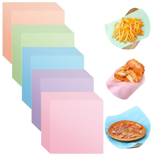 Havawish 400 Sheets Wax Paper 12x12 Inch Dry Waxed Deli Paper for Wrapping Greaseproof Sandwich Wrap Food Basket Parchment Papers for Picnic Bakery Kitchen Party Supplies (Macaron Color,Classic)