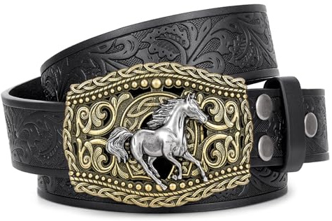 Westlicher Gürtel für Frauen Männer Cowboy Cowgirl Neuheit Schnalle Gürtel | 3.8cm geprägter Gürtel, Texas Longhorns Gürtelschnalle, klassischer westlicher Stil, für Rodeos, Kostüm Party, Geschenke