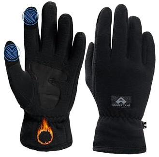 Pioneer Camp Guanti termici invernali per uomo e donna, touch screen, antiscivolo, regolabili, per attività all'aperto, sci, escursionismo, arrampicata, tempo libero, Nero , M