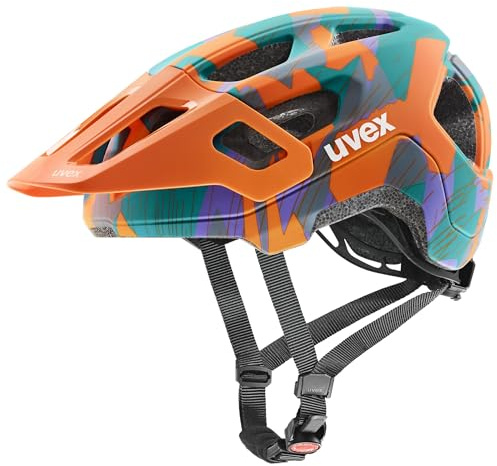 uvex React jr. Kinderfahrradhelm, Papaya camo matt, 52-56 cm