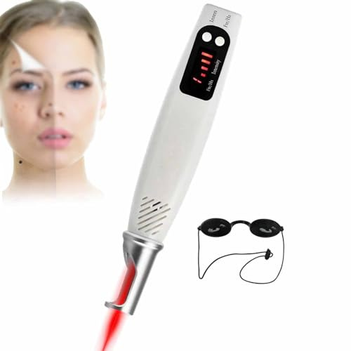 Lápiz Portátil Para Verrugas Y Pecas - Terapia De Luz Roja/azul, Intensidad Ajustable De Nivel 4 - Incluye Gafas Protectoras Para El Cuidado De Imperfecciones Faciales, Pecas Y Pigmentación ,Red light