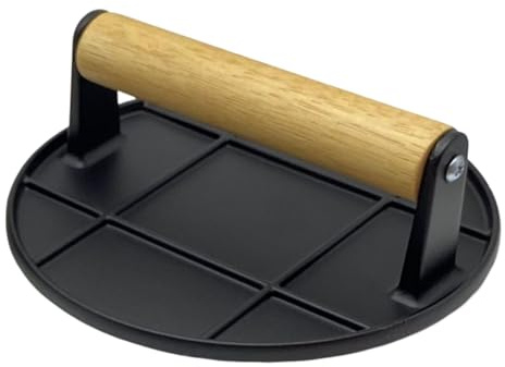 Hamburger Press | Bacon Press 6,3 Zoll, Barbecue -Smash -Pressen mit Holzgriff für Heimattripper, Grill und Sandwichkochen