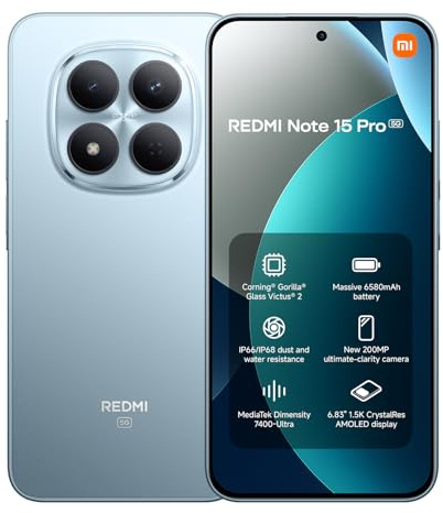 Redmi Note 15 Pro 5G 8+256 Glacier Blue (No Power Adapter Included)