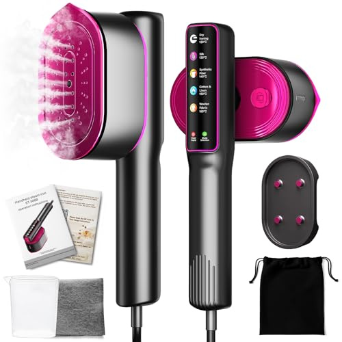 110-240V Clothes Steamer Handheld, 15s Fast Heat-Up 1200W Travel Steamer for Clothes, 2 In1 Iron Garment Steamer with 5 Modes, LED Display, Storage bag, Wiping Cloth for Travel and Home
