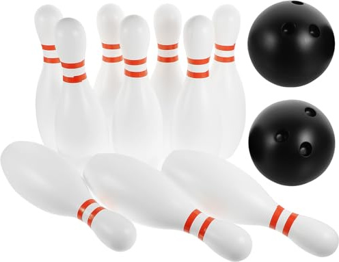 Abaodam Set da Bowling per 12 Pezzi Grandi Dimensioni 10 Birilli e 2 Palline Colorate Giocattolo Educativo per attività Genitori e Figli per Giochi all’Aperto e Colore Casuale