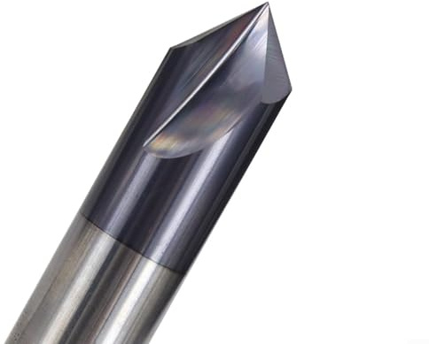 Fresa per smussatura in carburo a 3 scanalature, 60 gradi, per smussare acciaio, alluminio, rame e acciaio legato con spazio per detriti progettato e lucidatura ()