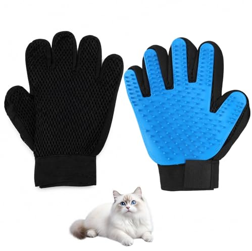Aelxveba 2PCS Gant De Toilettage pour Animaux, Gants Anti Poils en Silicone pour Chien Et Chat, Brosse De Massage Et De Bain, Gant Enlève Poils, Démêlage Doux pour Poils Longs Et Courts