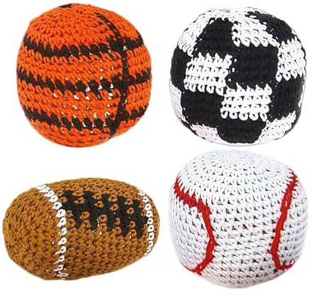 Set di 4 palline da giocoliere con motivi sportivi colorati, adatte per interni, esterni, cortile, prato, , giochi, feste e riunioni di famiglia