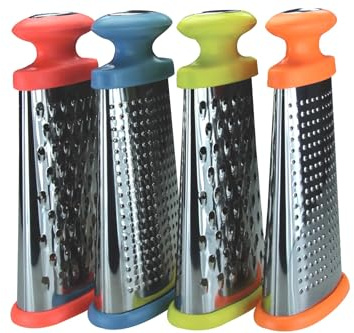 Apollo Grater Mini SS Splash, Assorted, 5x16x8.5 | Compact Rectangular 3-Sided Coarse Medium Fine Zesting, Vegetable Slicing Shredding Kitchen Tool, Assorted Colour, 16x8.5x5cm