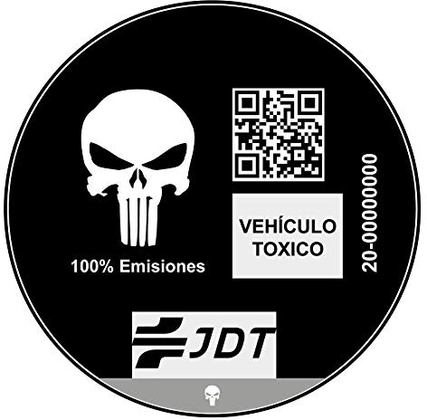 OTHER Vinilo Adhesivo Pegatina Sticker Distintivo Ambiental Coche VEHICULO TOXICO JDT INVERTIDO