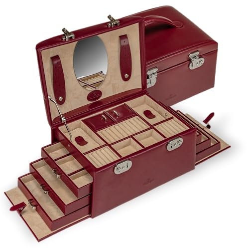 Windrose 8036830 Damen Schmuckkästchen Merino Kunstleder Rot