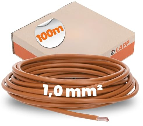 Lapp 100m H05V-K 1,0 mm² Braun - Aderleitung Flexibel - Einzelader Litze | PVC Verdrahtungsleitung für Schaltschränke - Feindrähtiges Kupfer nach VDE 0295 - Schaltlitze für Signalanlagen