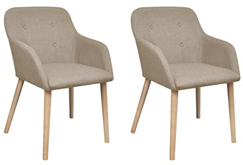 vidaXL Esszimmerstühle 2 STK. Beige Stoff und Massivholz Eiche