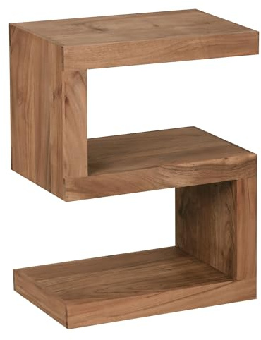 FineBuy Table d'appoint Bois Massif Acacia 44 x 60 x 30 cm Table Basse Salon | Bout de canapé est - Capacité de Charge par Plaque: 30 kg - Table en Bois