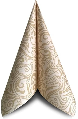 Unbekannt 50 Servietten, stoffähnlich, Airlaid Ornaments Champagner Creme 40 cm x 40 cm für Hochzeit Verlobung Taufe Weihnachten