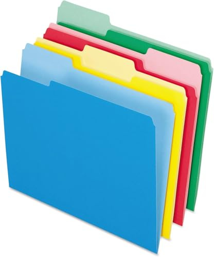 Pendaflex Colored File Folders, 24 Pack, Letter Size (8.5 x 11), 3 Tabs, Durable Paper, Assorted Colors: Blue, Green, Red & Yellow, Color-Coding for School, Office & Home Document Organization