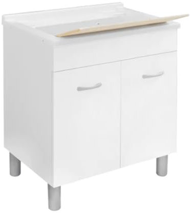 LAVATOIO CON MOBILE E TAVOLA IN LEGNO Lavapanni LxP 80x50 cm