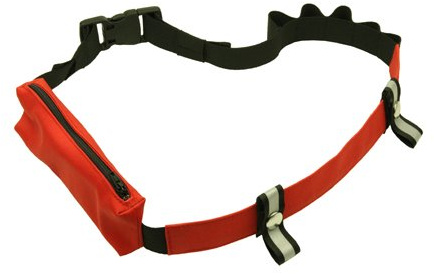 ANDREAS WIPPER Laufgürtel mit Hüfttasche und Gelschlaufen, Startnummernhalter, Startnummerngurt, Startnummernbefestigung, Startnummernband Case Red Edition