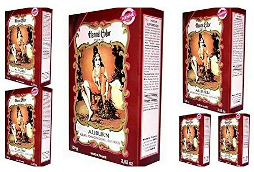 Henné Color - Lotto da 6 Polveri Coloranti Castano Rame per Capelli, Colorazione Semi Permanente Naturale, Trattamento Capelli al Henné 100g