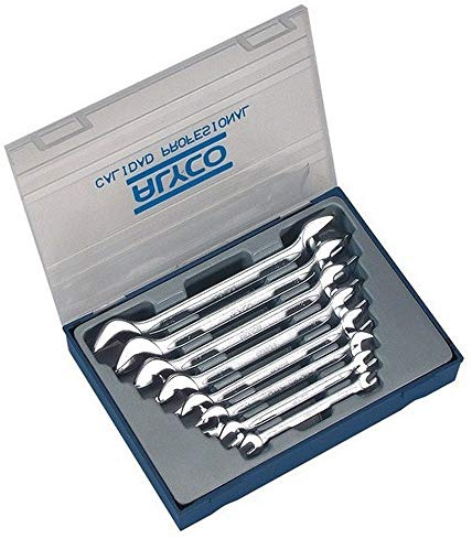 ALYCO 191096 - Juego 8 llaves fijas Cr-V satinado mate bocas pulidas DIN 110 en estuche plastico