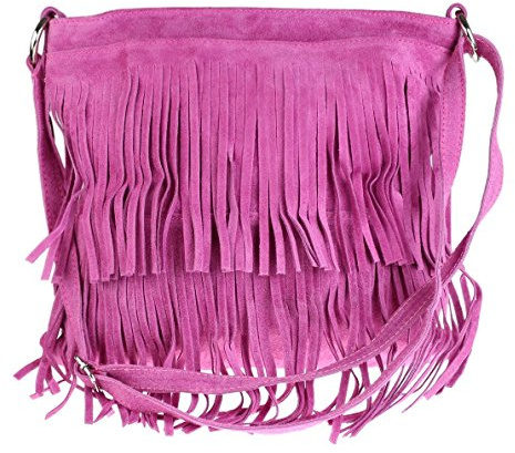Girly Handbags Womens Genuine Suede Real Leather Crossbody Fringe Large Messenger Shoulder Bag Slouch