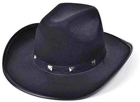 Bristol Novelty BH367A Cowboyhut aus Filz, schwarz, mit Nieten, unisex, Einheitsgröße Halloween