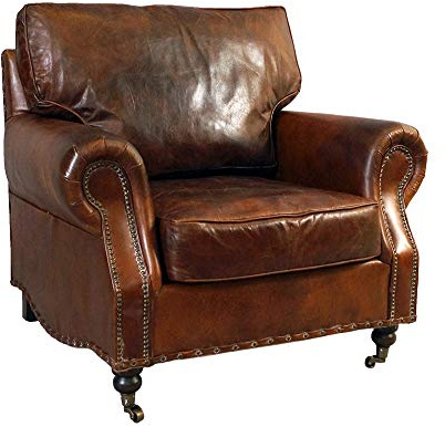 Loungesessel Wales Vintage-Leder Echtleder Sessel Vintage Cigar Dunkelbraun