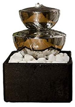 Köhko Tischbrunnen 25010 Dekobrunnen aus Edelstahl mit LED-Beleuchtung