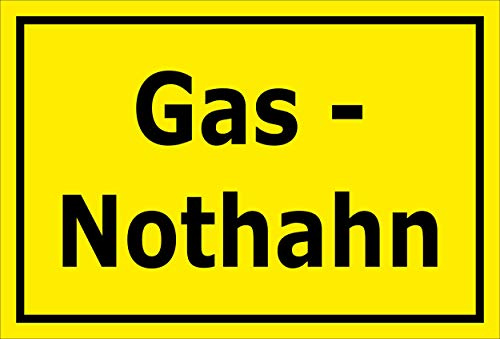 Melis-Folienwerkstatt Schild Gas-Nothahn – 15x10 cm – 3mm Aluverbund – mehrere Größen/Materialien