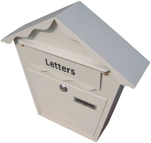 Am Tech White Letterbox Postbox Mailbox Letter Post Mail Box Lockable With Keys Waterproof Secure
