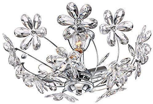Deckenleuchte Deckenlampe Chrom Blumen-Optik 41,5 cm Wohnzimmer Schlafzimmer Esszimmer