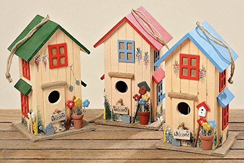 Vogelhaus Vogelhäuschen *Grün* Nistkasten Holz Deko H26cm