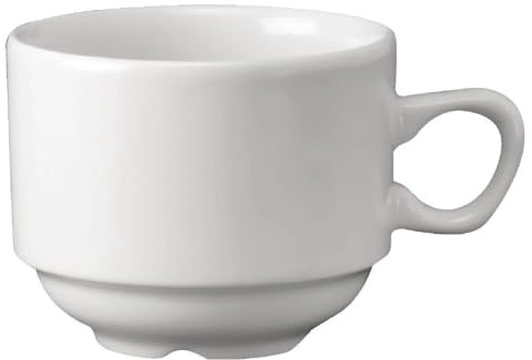Churchill Super vitrificada apilable de porcelana (P271 Nova taza de té, color blanco (Pack de 24)