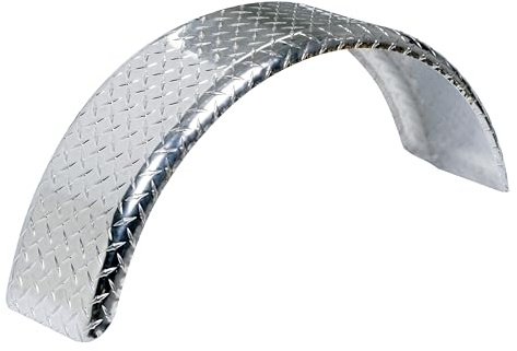 Tie Down Trailer Fenders Single Axle – Diamond Plated, Made in USA – Aluminum Trailer Fender – for 13-16 Wheels – 31.48 L x 8 W x 13.12 H (1 Fender)