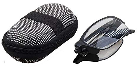 EnzoDate Mini Falten gefaltet mit Flexibilität, + 1,0 bis + 3,5 lesen Gläser Männer Frauen Brillen Presbyopie optische Pocket Reader Schwarz