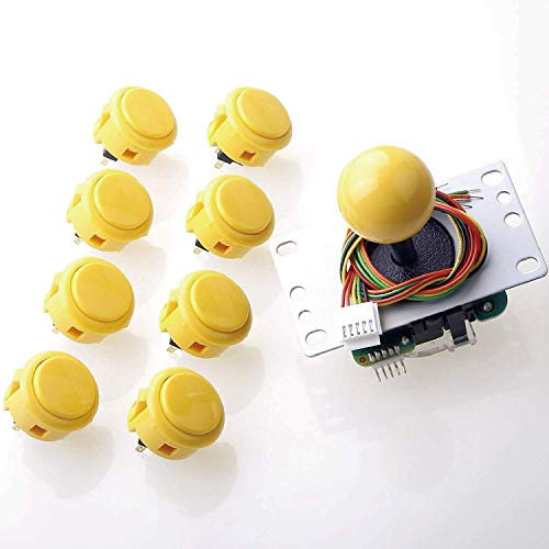 Reyann Sanwa JLF-TP-8YT Joystick + 8 Stück Sanwa OBSF-30 Drucktasten Bundle Kit Farbe: Gelb