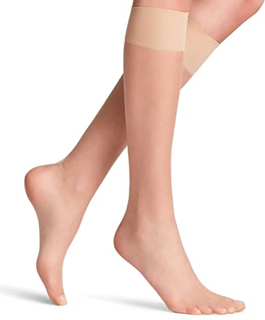 FALKE dam Knästrumpor Shelina 12 DEN W Kh ultragenomskinlig enfärgat 1 par, Hudfärg Powder 4169, 35-38