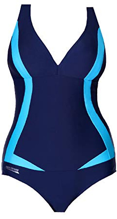 Aqua Speed® Greta Badeanzug Frauen (3 Farbkombinationen Größen 36-48), Farbe:Navy - Blau;Größe:48